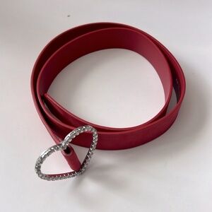H&M crystal heart buckle red belt S